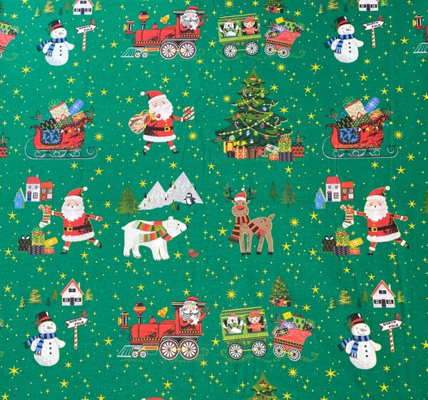 Ervi bavlna š.240 cm - Vianočný vzor zelený -11207-3, metráž