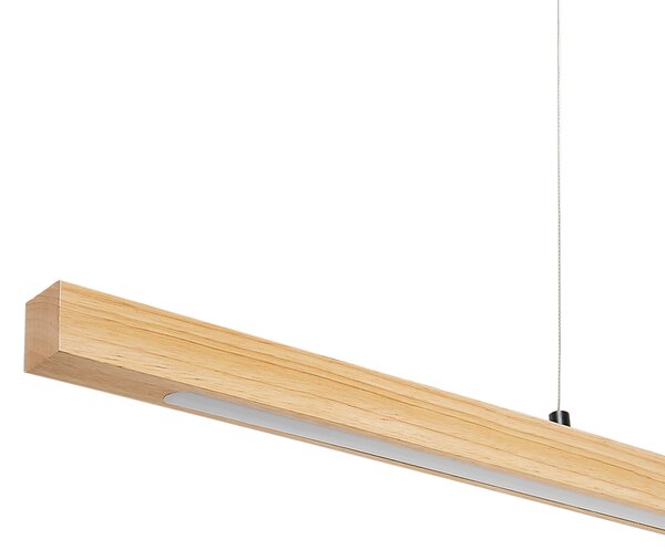 LED závesná lampa svetlohnedá dubové drevo minimalistický dizajn so stmievačom na diaľkové ovládanie osvetlenie moderný štýl obývačka jedáleň