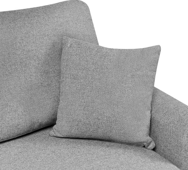 Rohová rozkladacia pohovka sivá látkové čalúnenie polyester umelý ľan s úložným priestorom ľavostranná s vankúšmi moderný štýl
