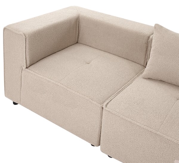 Modulárna 2-miestna pohovka béžová buklé čalúnenie moderný dizajn minimalistický štýl