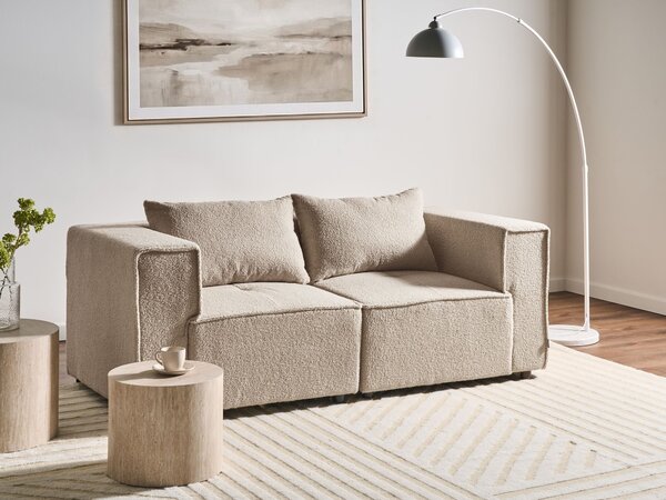 Modulárna 2-miestna pohovka béžová buklé čalúnenie moderný dizajn minimalistický štýl