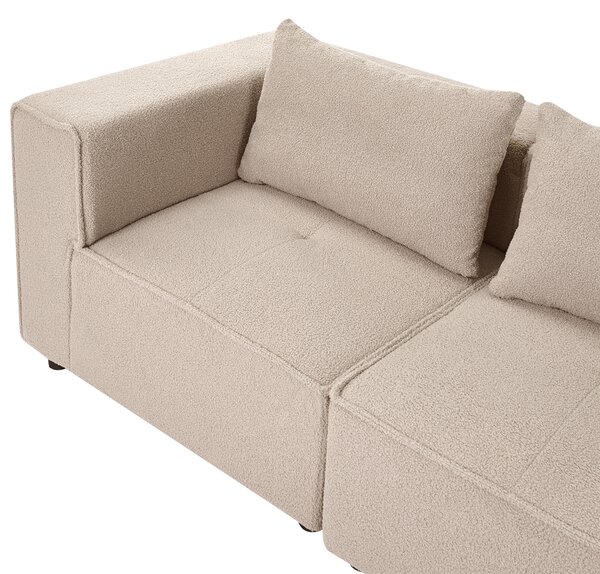 Modulárna 2-miestna pohovka béžová buklé čalúnenie moderný dizajn minimalistický štýl