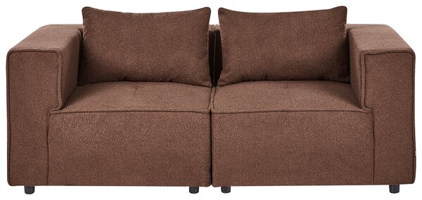Modulárna 2-miestna pohovka hnedá buklé čalúnenie moderný dizajn minimalistický štýl