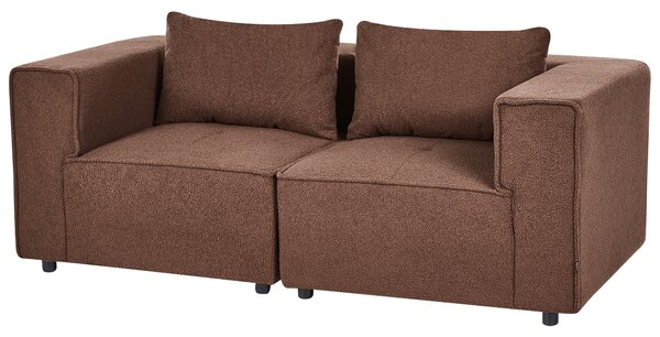 Modulárna 2-miestna pohovka hnedá buklé čalúnenie moderný dizajn minimalistický štýl