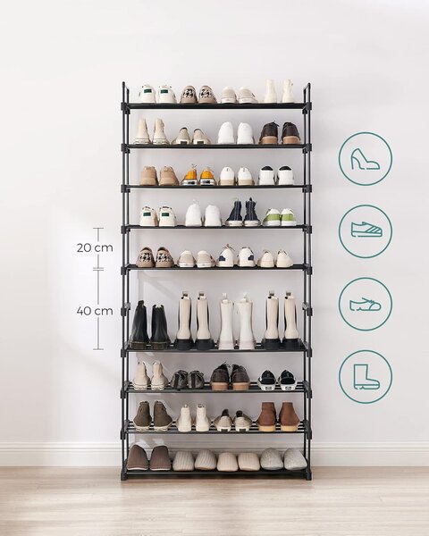 SONGMICS Botník Clarna 206 cm čierny