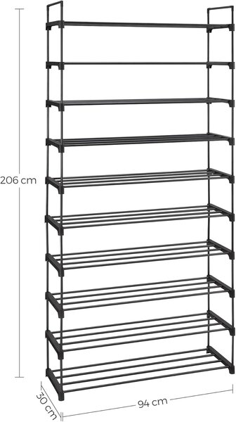 SONGMICS Botník Clarna 206 cm čierny