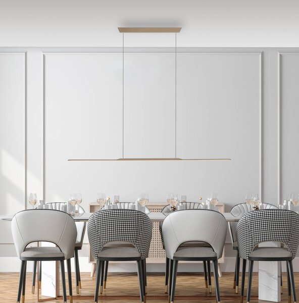 PURE LED závesné svietidlo Surface, bronzová, 125 cm, hliník, 3 000 K, Hnedá / staromosadz, Obývacia izba / jedáleň, Hliník, Moderný, Závesné svietidlo
