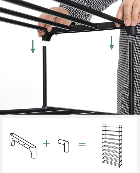 SONGMICS Botník Clarna 206 cm čierny