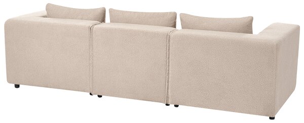 Modulárna 3-miestna pohovka béžová buklé čalúnenie moderný dizajn minimalistický štýl