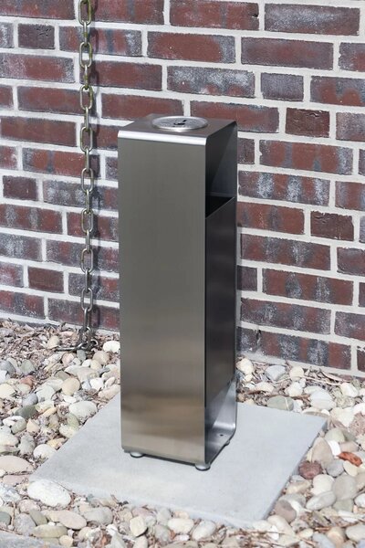 Odpadkový kôš s popolníkom BASURA, nerez, výška 73 cm, strieborný
