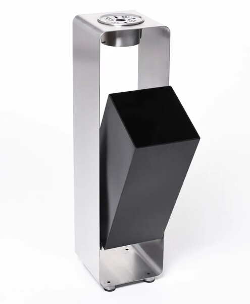 Odpadkový kôš s popolníkom BASURA, nerez, výška 73 cm, strieborný