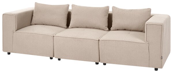 Modulárna 3-miestna pohovka béžová buklé čalúnenie moderný dizajn minimalistický štýl