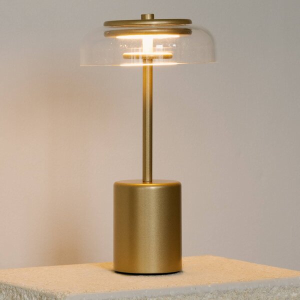 Nuura Aps stolová LED lampa Blossi, výška 26 cm, zlatá/číra, Mosadz / zlato, kov, Škandinávsky, Stojacie svietidlo