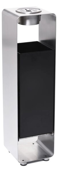 Odpadkový kôš s popolníkom BASURA, nerez, výška 73 cm, strieborný