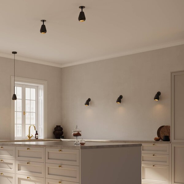 Nuura Zapustiteľné bodové svetlá Anoli Spot Recessed, Ø 10 cm, čierny, Čierna, Obývacia izba / jedáleň, kov, Škandinávsky, Zapustené okrúhle