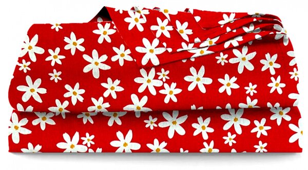 Ervi bavlnené prestieradlo - kvetinky na červenom