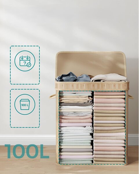 SONGMICS Kôš na bielizeň Oli 100 l hnedý