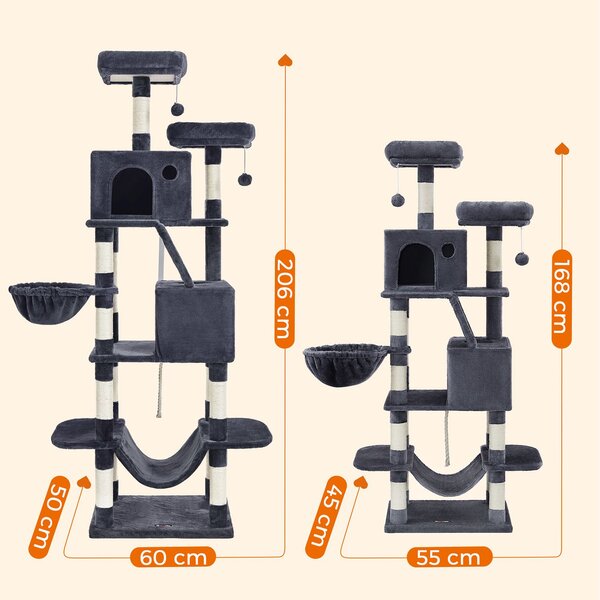 SONGMICS Mačacie škrabadlo Climbery 168 cm tmavo sivé