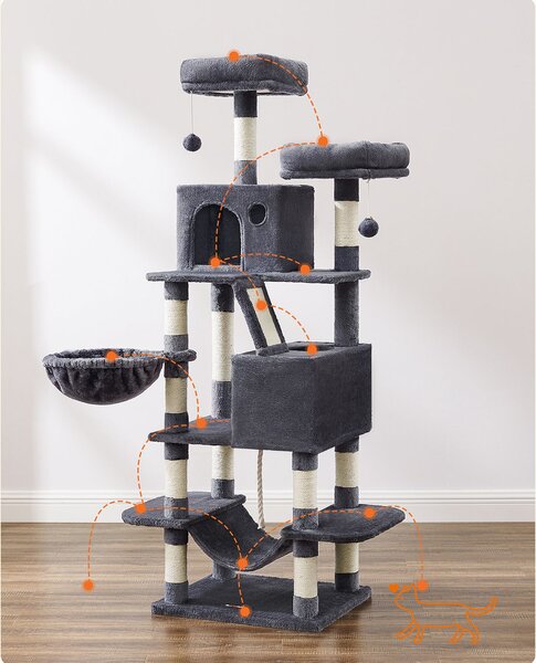 SONGMICS Mačacie škrabadlo Climbery 168 cm tmavo sivé