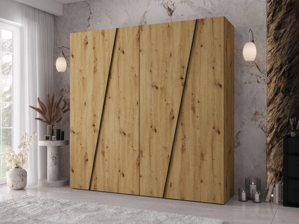 Mirjan24 Moderná skriňa Grelipt 200 cm, Farby: dub artisan / dub artisan + čierna 5903211531859
