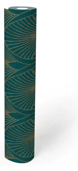 A.S. Création | Vliesová samolepiaca tapeta aktivovaná vodou WOW 78493-1 | 0,53 x 10,05 m | modrozelená, zlatá