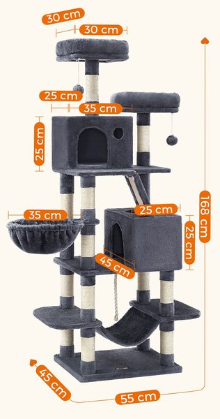 SONGMICS Mačacie škrabadlo Climbery 168 cm tmavo sivé