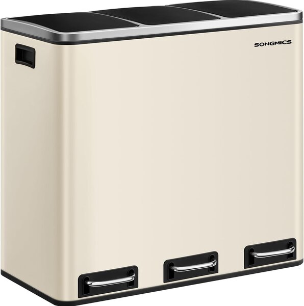SONGMICS Odpadkový kôš Flace 3x18 l béžový/čierny