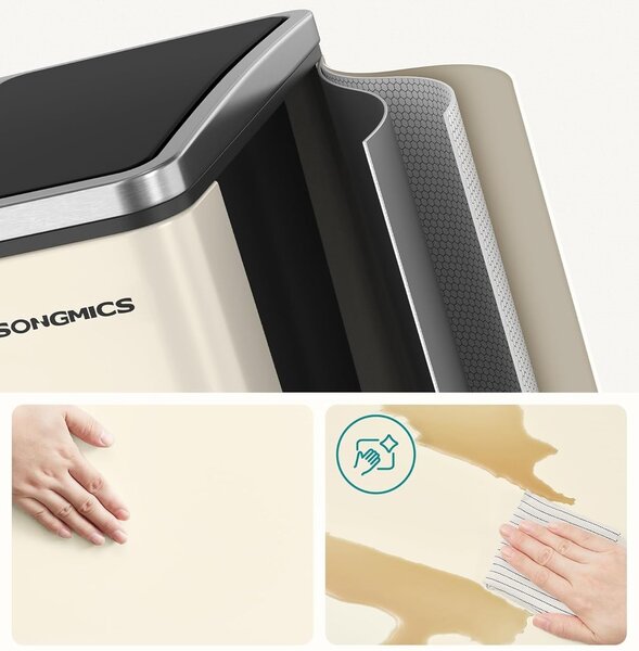 SONGMICS Odpadkový kôš Flace 3x18 l béžový/čierny