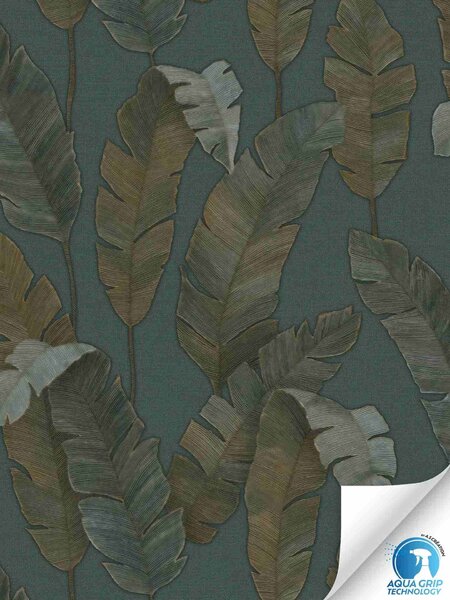 A.S. Création | Vliesová samolepiaca tapeta aktivovaná vodou WOW 78453-1 | 0,53 x 10,05 m | zelená, modrozelená, hnedá
