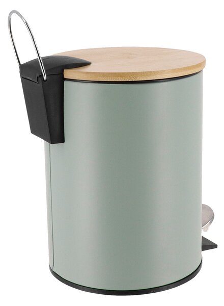 Odpadkový kôš Timeless, zelená/s drevenými prvkami, 2,5 l