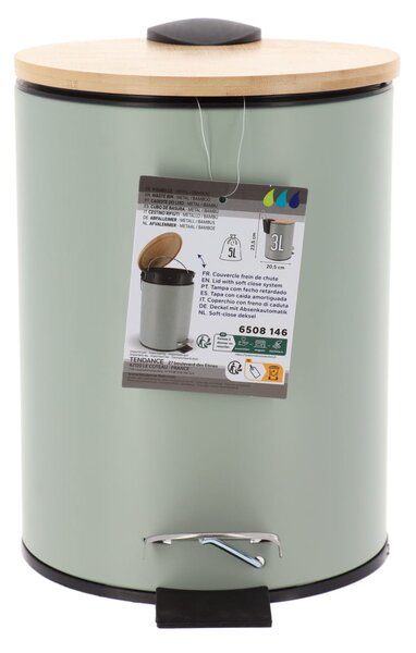 Odpadkový kôš Timeless, zelená/s drevenými prvkami, 2,5 l