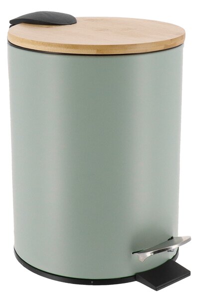 Odpadkový kôš Timeless, zelená/s drevenými prvkami, 2,5 l