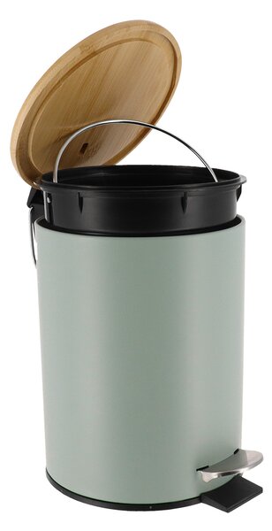 Odpadkový kôš Timeless, zelená/s drevenými prvkami, 2,5 l