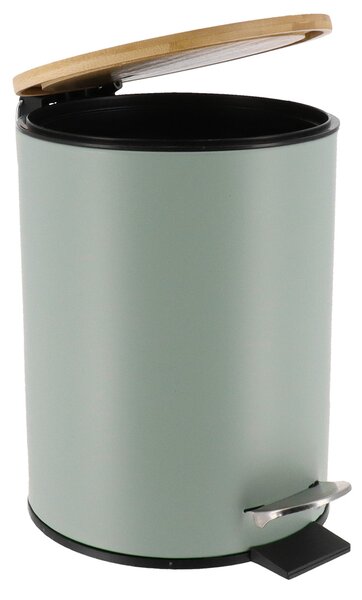 Odpadkový kôš Timeless, zelená/s drevenými prvkami, 2,5 l
