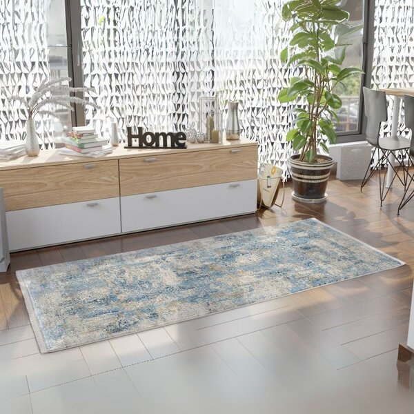 Trendový okrúhly koberec Bestseller Cava 822 šedo modrá 2,40 x 2,40 m