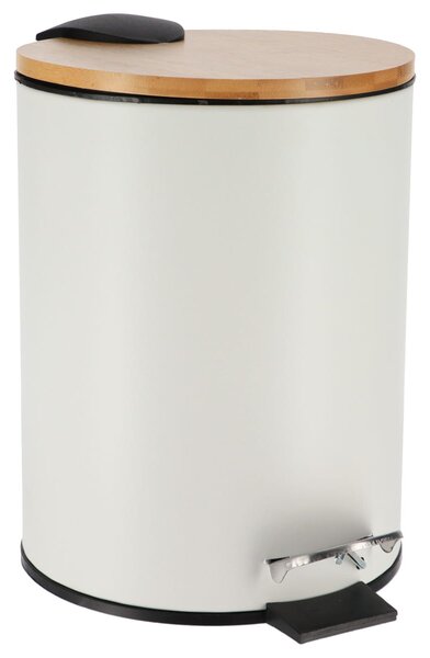 Odpadkový kôš Timeless, biela/s drevenými prvkami, 2,5L
