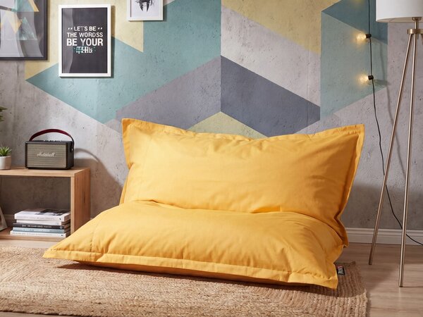 Extra veľký sedací vak žltý nylonový 180 x 230 cm vodoodolný poťah so zipsom polystyrénová výplň