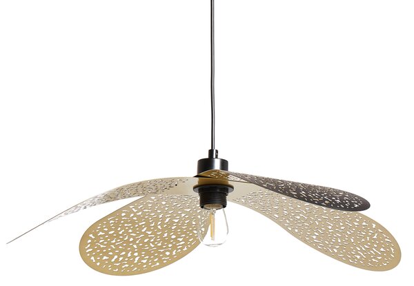 Závesná lampa čierna železo kovové tienidlo moderný glamour štýl obývacia izba jedáleň