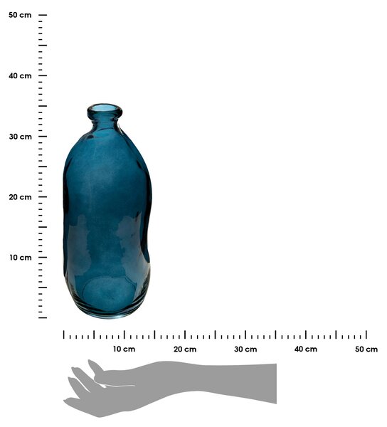 Sklenená váza Jeanne Blue 14,5x35 cm