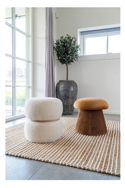 Biely taburet z textílie buklé Milford – House Nordic