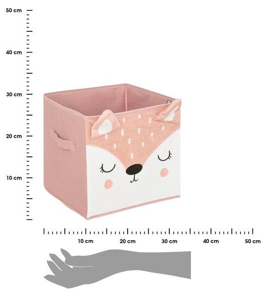 Úložný box Deer, 29x29x29 cm, biela/ružová