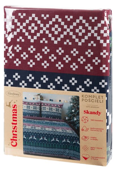 VIANOČNÉ RENFORCÉ OBLIEČKY SKANDY 200X220 CM, 2 KS 70X80 CM VZOROVANÉ