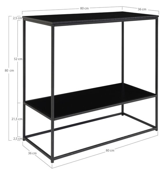 Čierny konzolový stolík s čiernou doskou 80x36 cm Vita – House Nordic