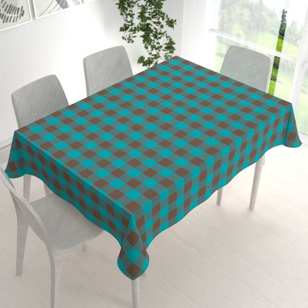 Biante Bavlnený obdĺžnikový obrus Olivia OL-018 Tyrkysovo-hnedá kocka veľká 50x100 cm