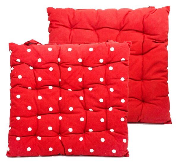 ARÔME HOME Podsedák prešívaný 40*40 cm, Červený s bielymi bodkami