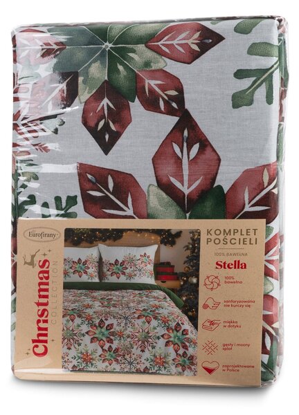 VIANOČNÉ RENFORCÉ OBLIEČKY STELLA 200X220 CM, 2 KS 70X80 CM VZOROVANÉ