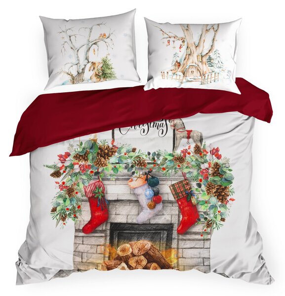 VIANOČNÉ RENFORCÉ OBLIEČKY CHARMING 200X220 CM, 2 KS 70X80 CM VZOROVANÉ