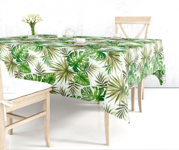 Ervi bavlnený obrus na stôl obdĺžnikový - Monstera zelená