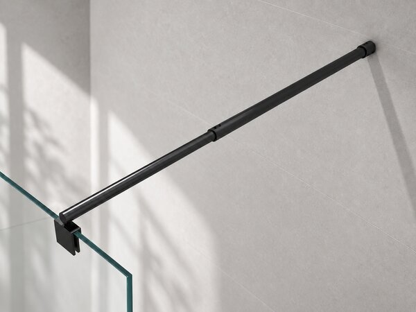 CERANO - Sprchová zástena Walk-in Onyx Half Round Ľ/P - 8 mm - guľatá vzpera - čierna matná, transparentné sklo - 80x100 cm