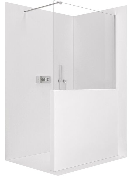 CERANO - Sprchová zástena Walk-in Onyx Half Cube Ľ/P - 8 mm - hranatá vzpera - chróm, transparentné sklo - 80x100 cm